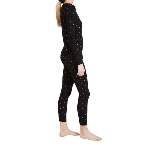 Plush Heart Print Long Sleeve Thermal Shirt and Pants Pajama Set Size XS - Picture 6 of 7